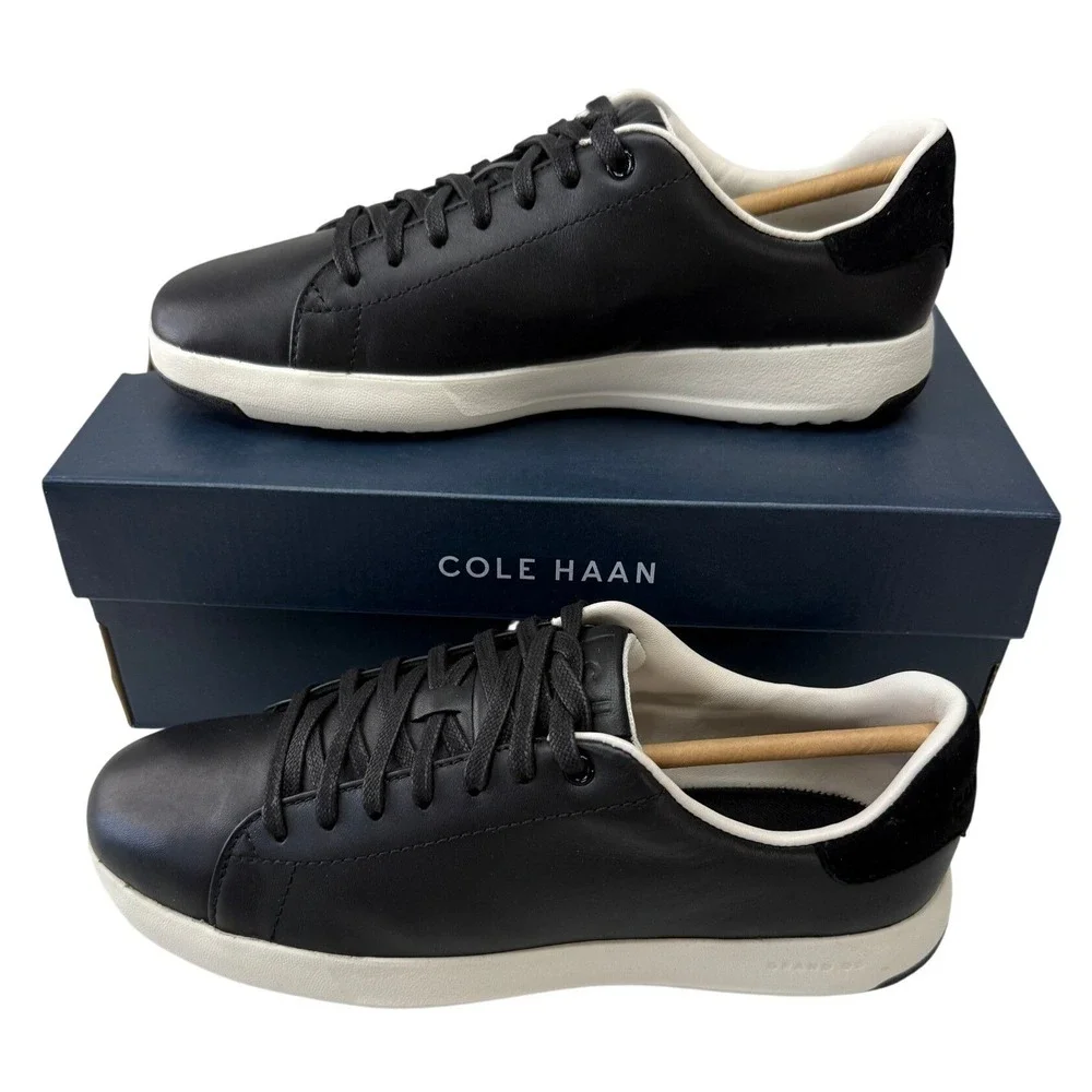 Cole Haan GrandPro Rally Court Sneakers Black Leather W02896 Womens Size 7 New